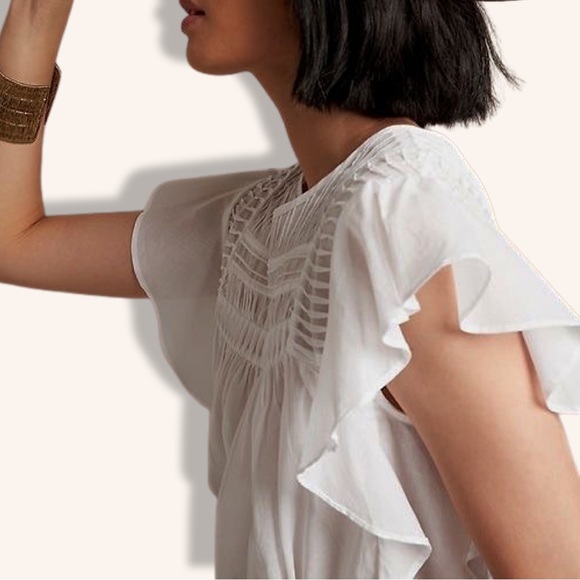 *NWT* BANANA REPUBLIC Pintuck Ruffle Sleeve Top - Picture 3 of 11